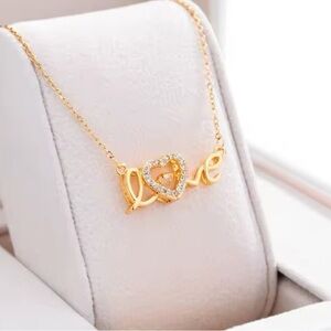 18K Gold Diamond In Motion “LOVE” Word Pendant Necklace